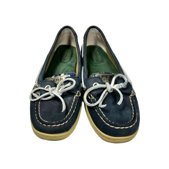 Sperry‎ Navy Leather with Snakeskin Loafers - Picture 2 of 6